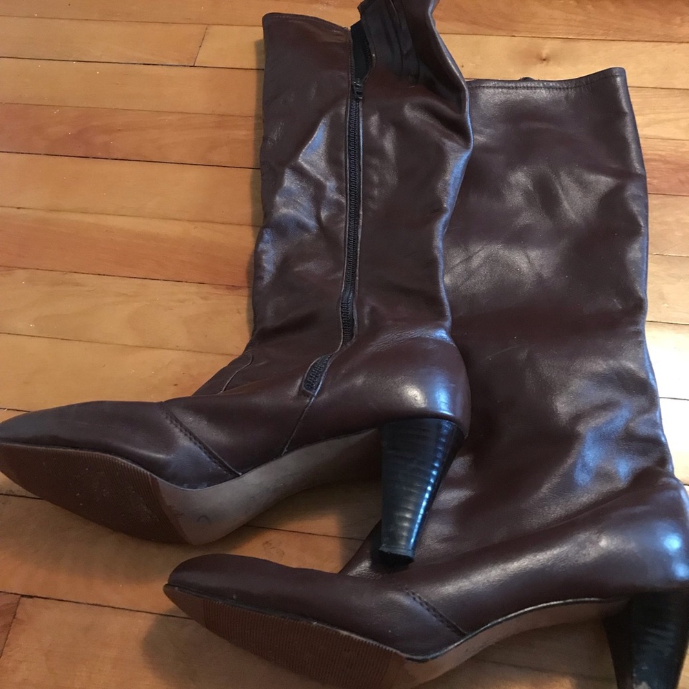 Leather heel boots